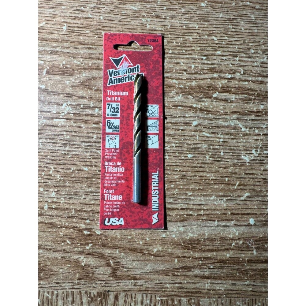 Vermont American Titanium Drill Bit 7/32" 5.6Mm 6X Life Duracion Duree On Card